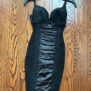 Guess Black Satin and Lace Shapewear Dress